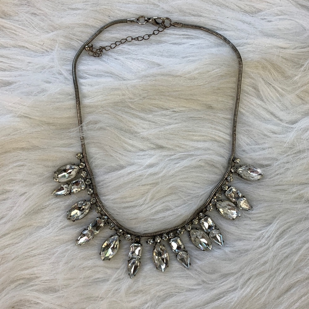 Boutique Silver Rhinestone Statement Necklace - image 2